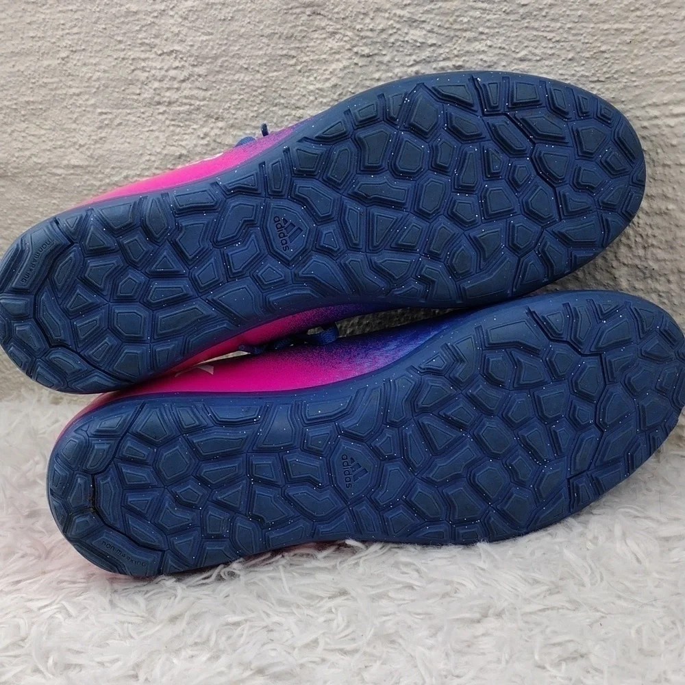 Adidas X TechFit Royal Blue Round Toe Lace Up Low Top Astro Turf Football Shoe